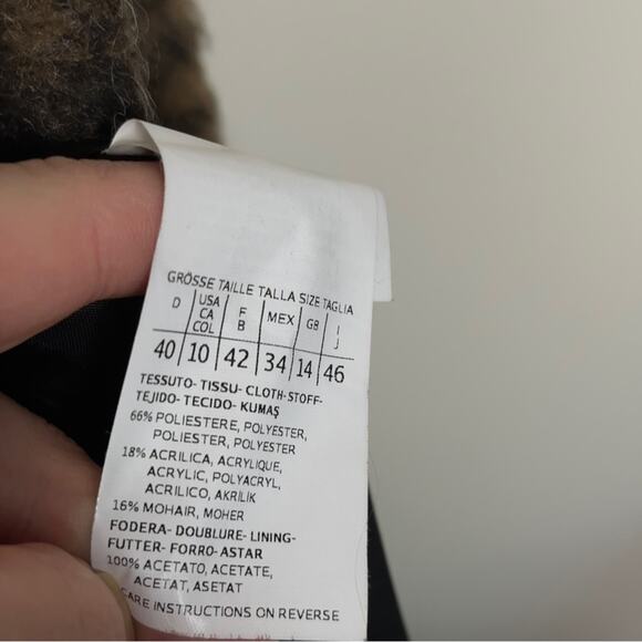 EMME MARELLA Plaid Hooded Coat Mohair Blend Tan Brown Sz 10 $545 - Picture 6 of 7